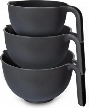 Practic Schüssel, (3-tlg), Set aus zwei Schüsseln + Sieb, dunkler Graphit