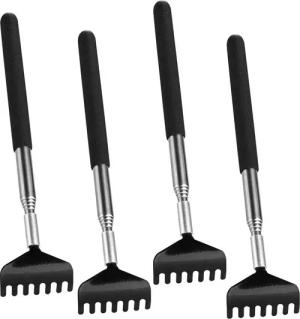 Praktikraft Massagebürste 4x Rückenkratzer Teleskop: Breite Kratzhand als Massagegerät, 4er Set, 4-tlg., 4-teilig, ausziehbar