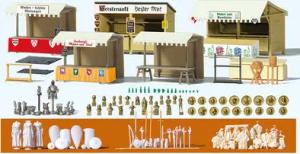 PREISER 17216 H0 Verkaufsstände u.Zube.Mittela