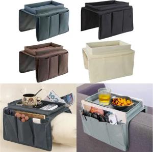 PRIISF Tabletttisch Sesseltisch Sofa Armlehne Tablett Tisch Sofatablett Couch Armtablett (Rutschfest Tablett Clip auf Sofa Beistelltisch Sessel Traycouch Armlehnentisch, Rutschfest Coucharm-Tisch Halterung faltbar Armlehnentablett Organizer), für Getränke