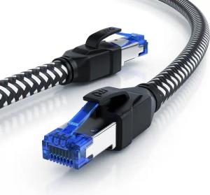 Primewire LAN-Kabel, CAT.8, RJ-45 (Ethernet) (200 cm), Patchkabel CAT 8, Baumwollummantelung, Netzwerkkabel 40 Gbit/s - 2m