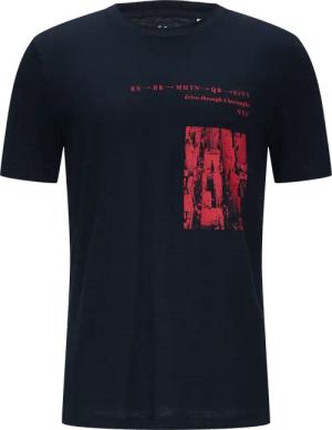 Printshirt aus Baumwolle mit Flammgarnstruktur