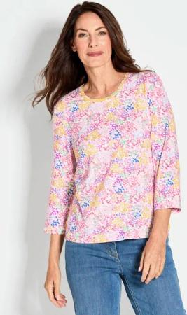 Printshirt in buntem Alloverprint - gelb / gemustert - Gr. 46 von Goldner Fashion