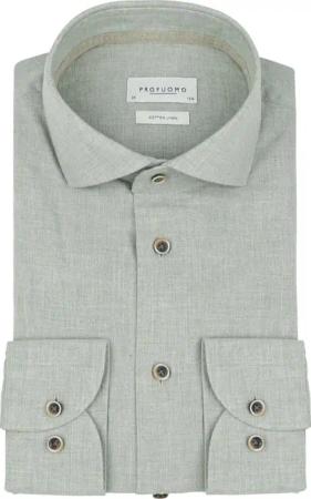 Profuomo Hemd Leinen Blend Hellgrün - Größe 43