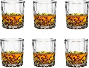 Provance Whiskyglas Sets, anmutige Tumbler für Whisky und Rum mit Relief, 6-tlg.