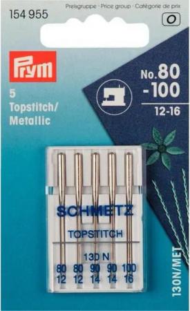 Prym Stricknadeln Nähmaschinennadeln Stärke 80-100 silberfarbig 5 St