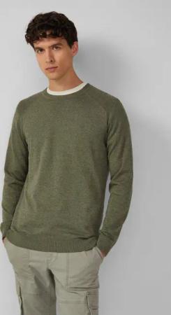 Pullover aus Moulinéstrick mit Crew Neck und Raglanärmeln