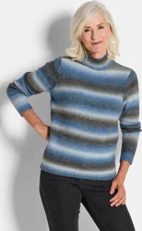 Pullover mit Stehkragen - blau / grau / gemustert - Gr. 38 von Goldner Fashion