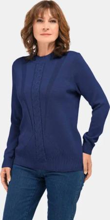 Pullover mit streckendem Zopfmuster - dunkelblau - Gr. 23 von Goldner Fashion