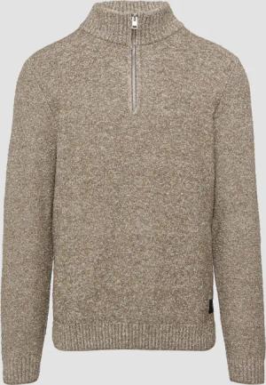 Pullover mit Troyer-Kragen in Melange-Optik