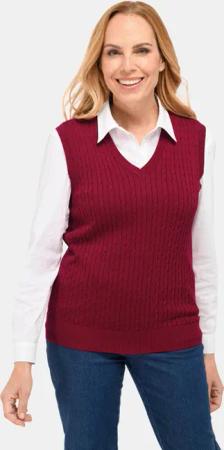 Pullunder mit zeitlosem Zopfmuster - dunkelrot - Gr. 40 von Goldner Fashion