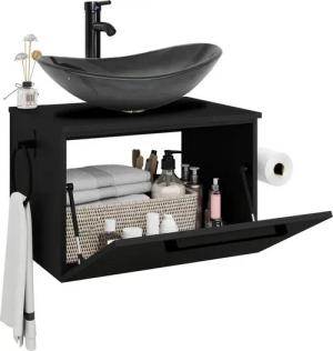 Puluomis Badezimmer-Set Waschbeckenunterschrank 60cm mit Waschbecken, (mit Handtuchring, Klopapierhalter)