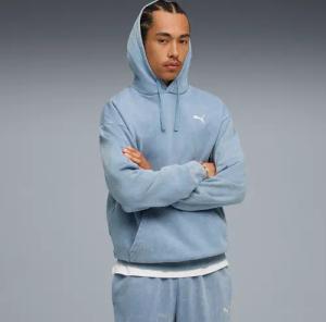 PUMA Kapuzensweatshirt "ESS ELEVATED RELAXED WASH HOODIE FL", mit Kängurutasche, mit Print-Applikation