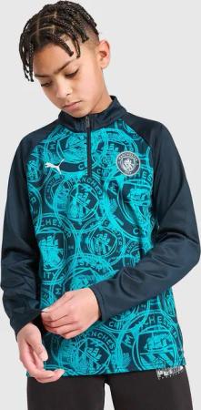 PUMA Manchester City FC Warm Up 1/4 Zip Top Junior, Blau