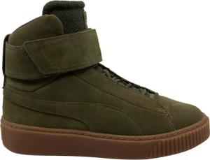 Puma -Plattform mit mittlerem Ow -Gurt Leder Schnürung Grüne Frauen Trainer 364588 01