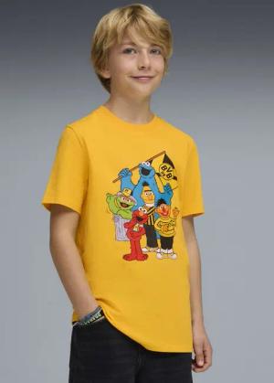 PUMA Trainingsshirt BVB X SESAME STREET TEE JR Regular Fit, Kurzarm-Design, Rundhalsausschnitt, für Jugendliche
