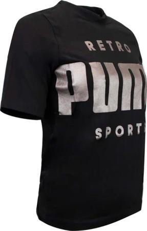 Puma Womens Retro Sport Graphic T-Shirt Logo Black Top577686 01
