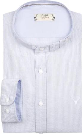 Pure Trachtenhemd mit gestickten Streifen und Stehkragen