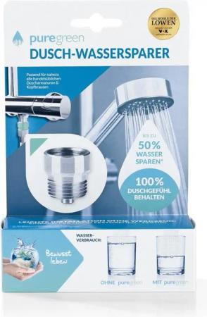 puregreen Duscharmatur Wasser sparen Dusche Energie sparen zuhause (Venturi Effekt Luftbeimischung, Die Höhle der Löwen) Puregreen Wassersparer für die Dusche ehem. bluegreen