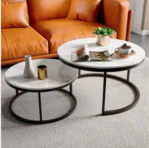 PXloue Couchtisch rund (2-St), 2er Set, Großer Tisch: 80 x 45 cm,Kleiner Tisch: 60 x 33 cm