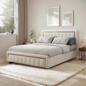 PXloue Stauraumbett Polsterbett Doppelbett, mit bettkasten und Lattenrost,Samtstoff,140x200 cm