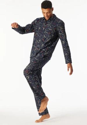 Pyjama lang Flanell nachtblau bedruck - X-Mas Family 58