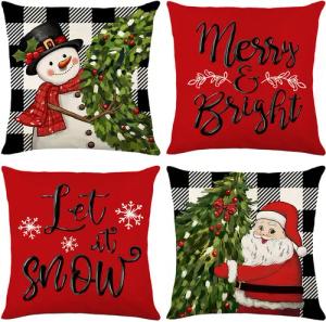 Qelus Kissenbezüge Weihnachten Kissenbezug 4er Set Kissenbezüge 45x45cm Dekokissen Deko, für Sofa Couch