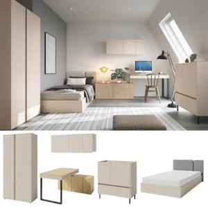 QMM TraumMöbel Jugendzimmer-Set komplett Laris Set A, (Set, 5-tlg., Schrank 2-türig, Schreibtisch, Bett 90/120x200)