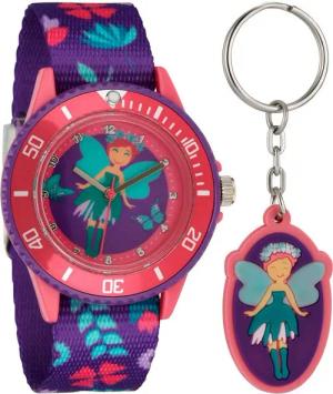 Quarzuhr Kinderarmbanduhr mit Textilarmband und Schlüsselanhänger, Mit Schlüsselanhänger