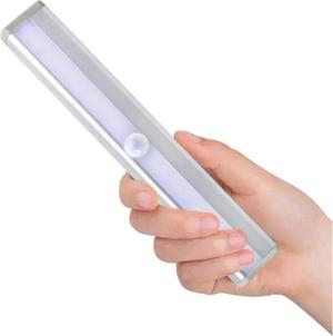 QUBEBU Schrankleuchte LED Unterbauleuchte Selbstklebende mit Bewegungssensor, Nachtlicht, Selbstklebende, Weiß / Warmweiß, Größe: 19 x 3 cm(L x B), 10 LEDs, Küchenunterbauleuchte, Schranklampe, Schrankbeleuchtung Kabellos.