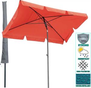 Quick Star Sonnenschirm Sonnenschirm 2x1,25m Rechteckig inklusive Schutzhülle, LxB: 125x200 cm, Mit Schutzhülle, Abknickbar, Drehbar, Höhenverstellbar