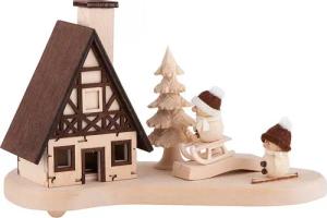 RATAGS Kunsthandwerk Räuchermännchen Räucherhaus Schneebällchen natur (9,5cm) von RATAGS Holzdesign