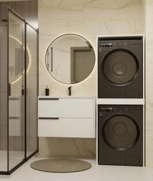 Raumhirsch Furniture Waschmaschinenumbauschrank für zwei Geräte – stabiler Waschmaschinenschrank (Waschmaschinenschrank für Trockner und Waschmaschine Überbauschrank)