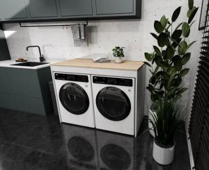 Raumhirsch Furniture Waschmaschinenumbauschrank Waschmaschinenschrank für Waschmaschine & Wäschetrockner (7 Farben lieferbar) für zwei Geräte geeignet