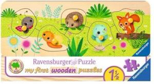 RAVENSBURGER 03122 Kinderpuzzle Tierkinder im Garten 5 Teile
