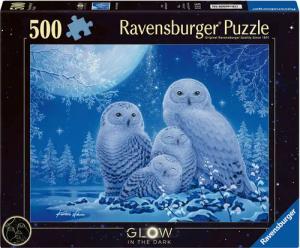 Ravensburger Puzzle Glow in the Dark, Eulen im Mondschein, 500 Puzzleteile, Made in Germany