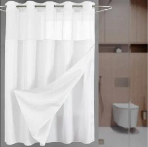 REDOM Duschvorhang Badevorhang Badezimmer Vorhang mit Waffelmuster doppellagig Breite 183 cm (ohne Haken Wasserabweisend Anti-schimmel, 1-tlg., mit Sichtfenster Pflegeleicht Waschbar), Abnehmbarer Innenvorhang für Dusche Badewanne Gäste-WC usw