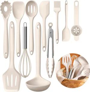 REDOM Kochbesteck-Set 12er Kochgeschirr Set Küchenutensilien Küchenhelfer (Silikonspatel Kochgeschirr Set mit Utensilienhalter, 12-tlg., Hitzebeständig, antihaftbeschichtet, BPA-freie Utensilien), Einteiliges Design und Leicht zu reinigen