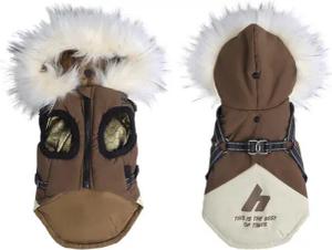 Refttenw Hundekleid 2-in-1 Haustierkleidung, Geschirr,mit Kapuze,Reflektierendes Design