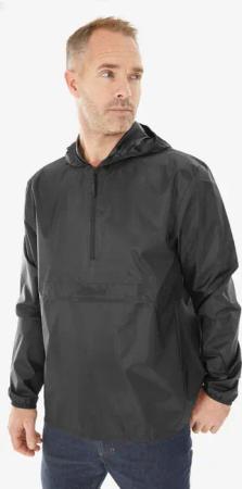 Regenjacke Herren wasserdicht winddicht Wandern - Raincut 1/2 Zip schwarz