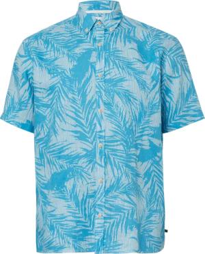 Regular Fit: Gemustertes Kurzarmhemd aus Leinen