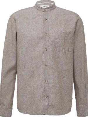 Regular Fit: Hemd aus Leinenmix mit Stehkragen