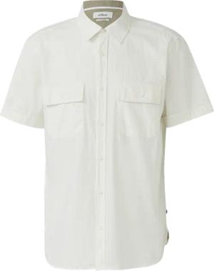 Regular Fit: Kurzarmhemd mit Strukturstreifen und Kentkragen