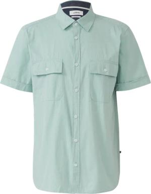 Regular Fit: Kurzarmhemd mit Strukturstreifen und Kentkragen