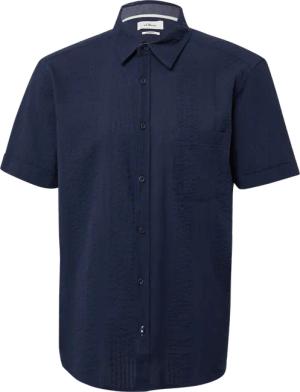 Regular Fit: Strukturiertes Kurzarmhemd mit Kentkragen