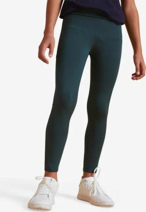 Reitleggings 500 Full Grip Kinder grün