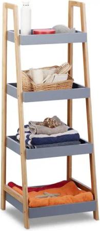 relaxdays Badregal Bambus Badregal mit 4 Ablageflächen