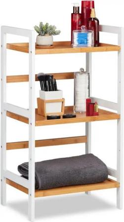 relaxdays Badregal Bambus weiß und natur, 3