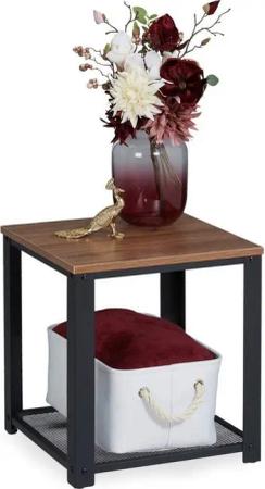 relaxdays Beistelltisch Industrial mit 2 Ablage