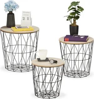 relaxdays Beistelltisch Korbtisch 3er Set